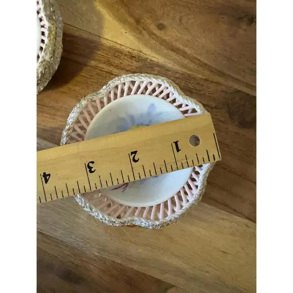 Set of 3 Vintage Bavarian Reticulated Porcelain Dishes Mid-Century Trinket Bowls - Picture 7 of 10